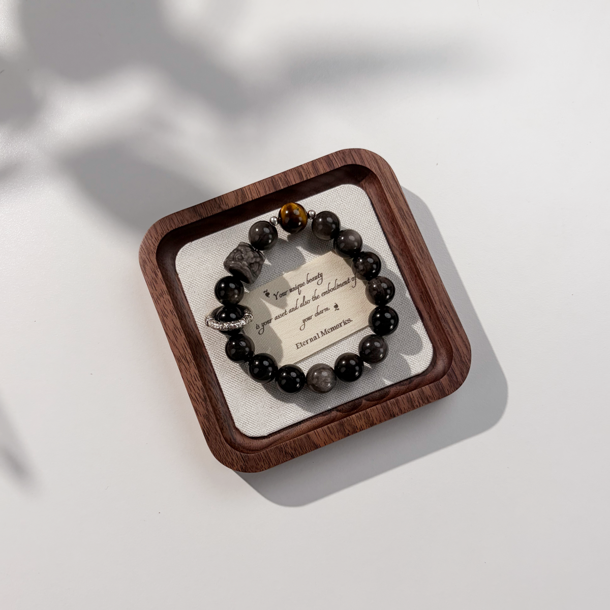 *Night Lotus* Silver Sheen Obsidian Bracelet