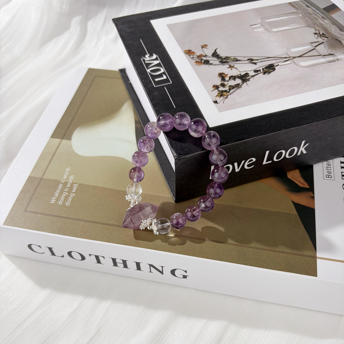 *Twilight Violet* Amethyst Crystal Point Bracelet