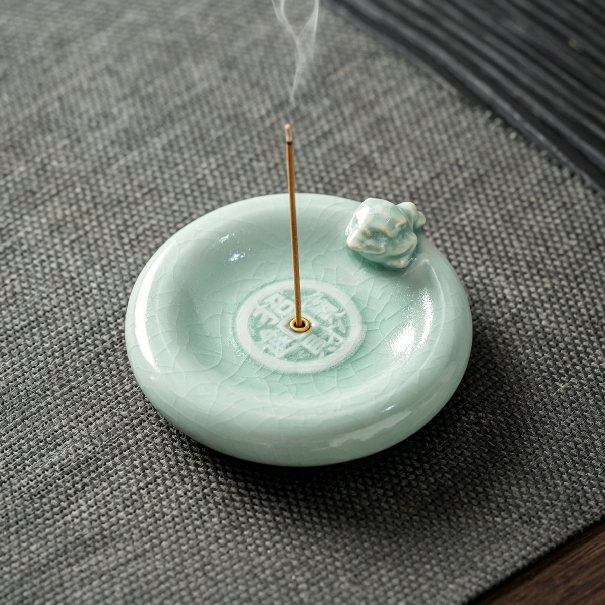 Ru Kiln Golden Toad Incense Holder, Wealth Attraction Design
