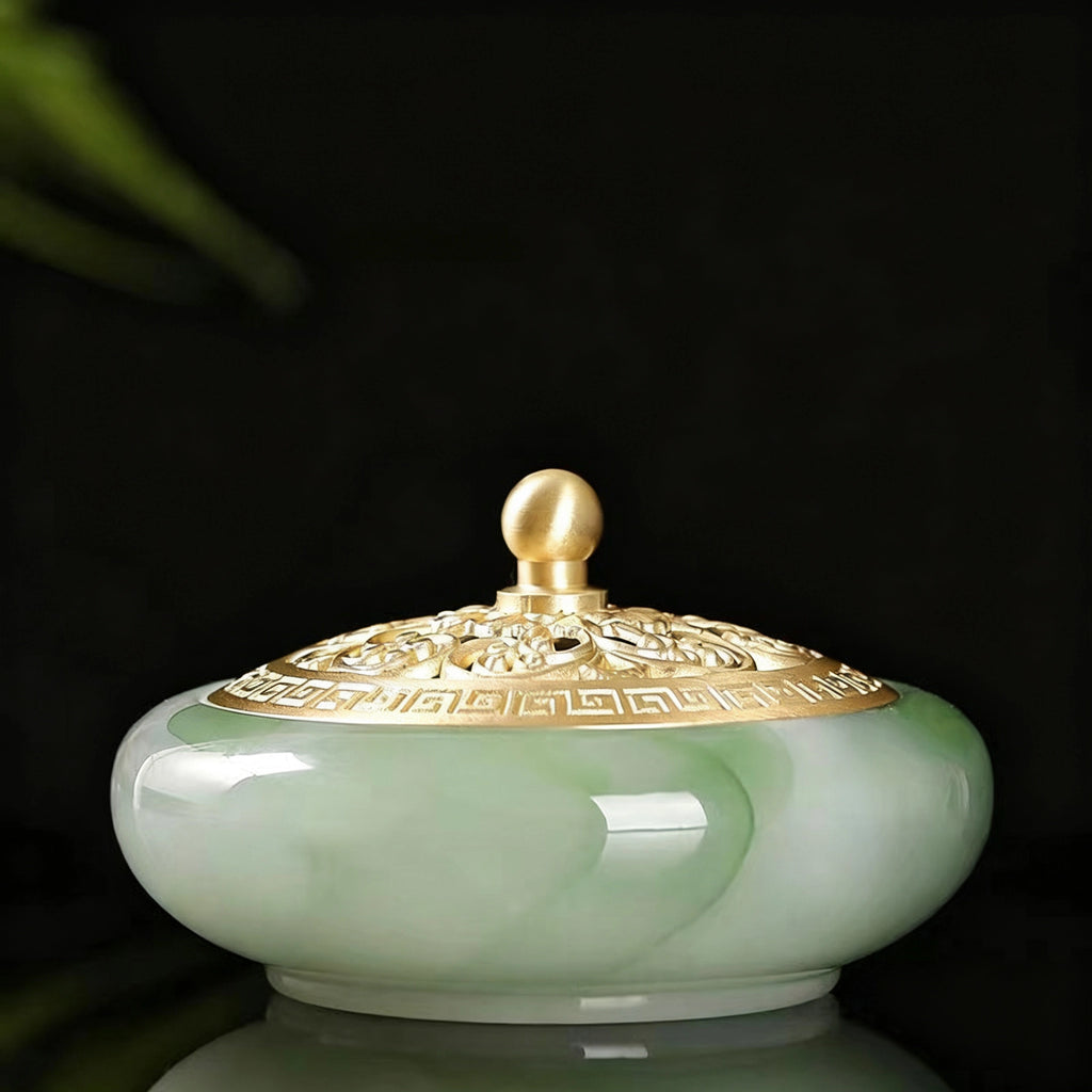 Emerald Green Natural Jade Incense Burner