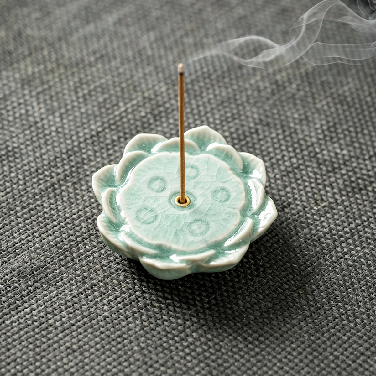 Ru Kiln Lotus Shaped Incense Stick Holder