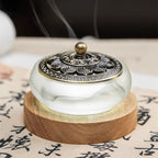 Lotus Lid Ink-Wash Glass Incense Burner