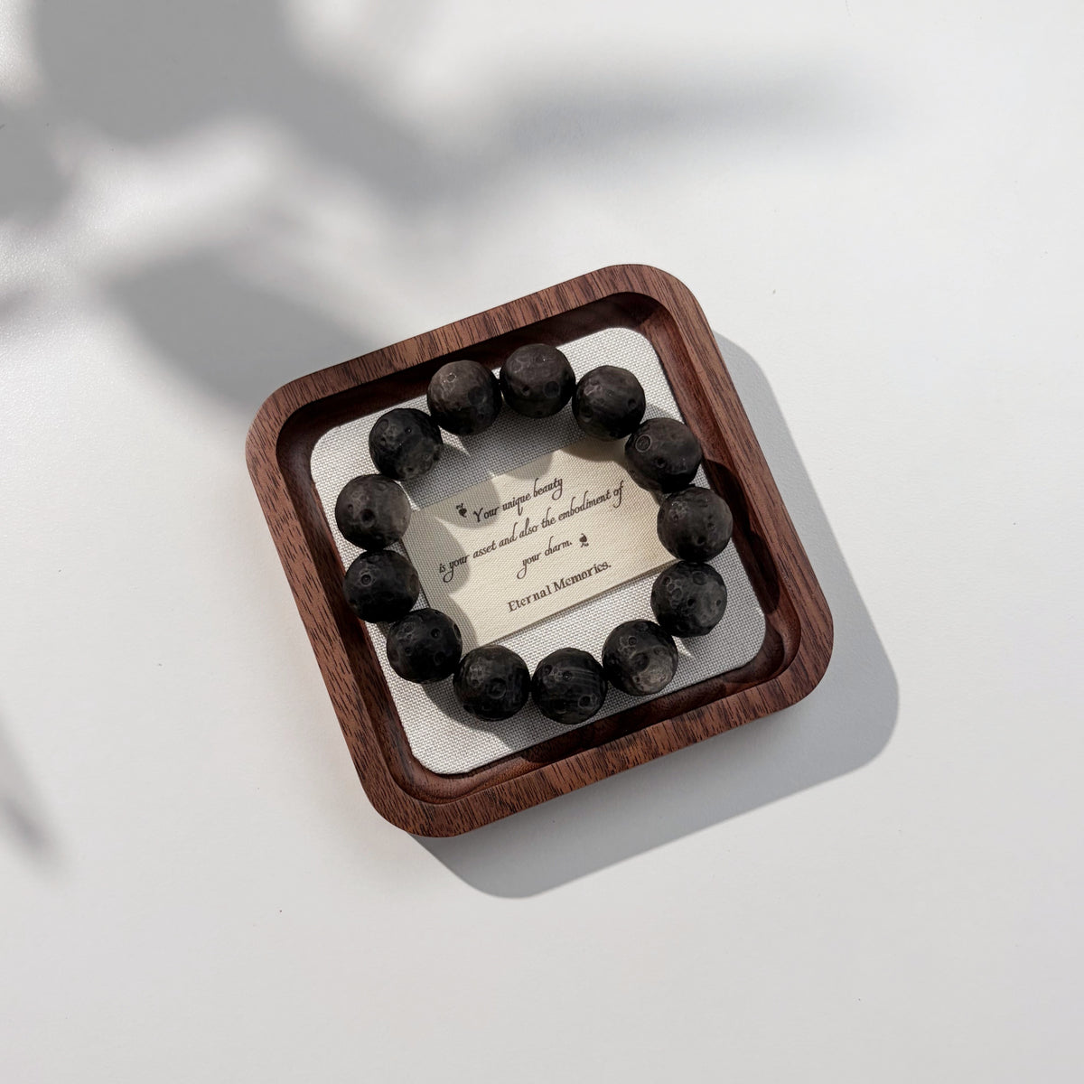 *Lunar Crater* Hand‑Carved Moon Stone Bracelet